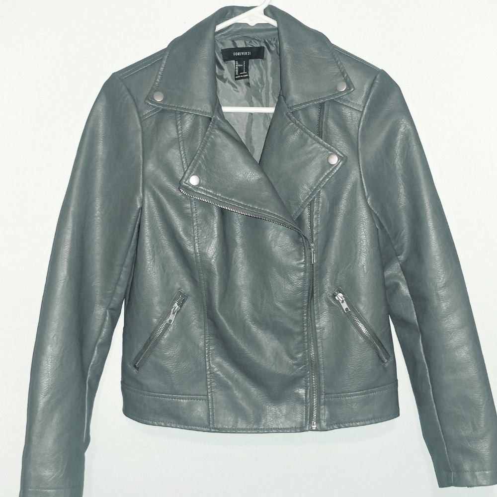 Forever 21 Gray Faux Leather Jacket